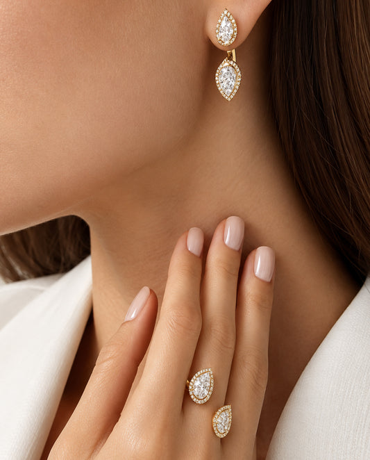 Coralie - 18k gold plated open ring with cubic zirconia , gold color