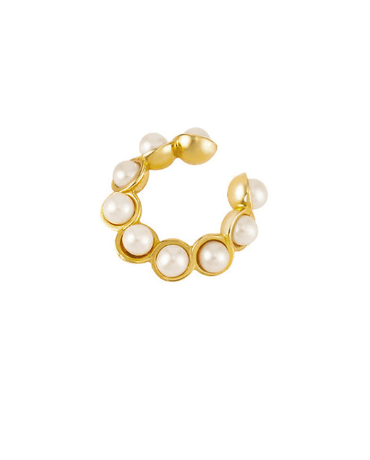 Capuci - 18k gold plated ear cuff with pearls , gold color