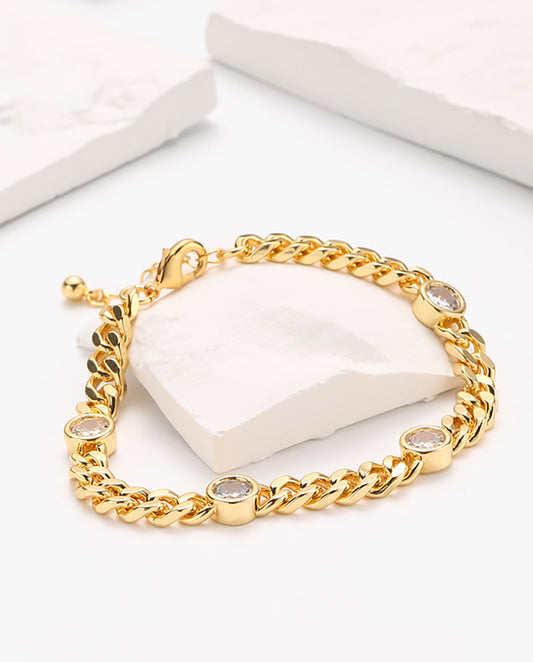 Ottilie - 18k gold plated chain bracelet with cubic zirconia , gold color