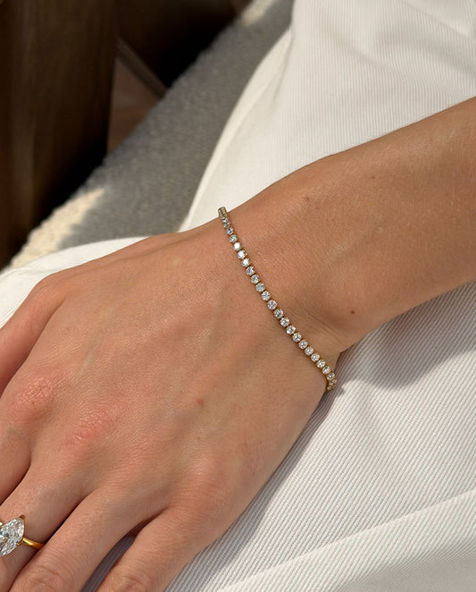 Tennis bracelet - 18k gold plated with AAAA cubic zirconia , gold color