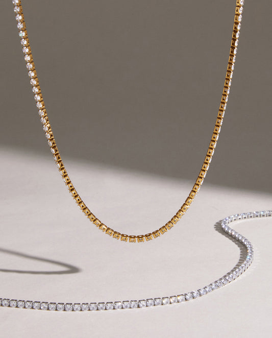 Tennis necklace - 18k gold plated with AAAA cubic zirconia , gold color