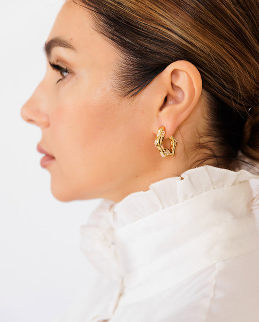 Xanthe - 18k gold plated unique design with a fluid, organic form earrings