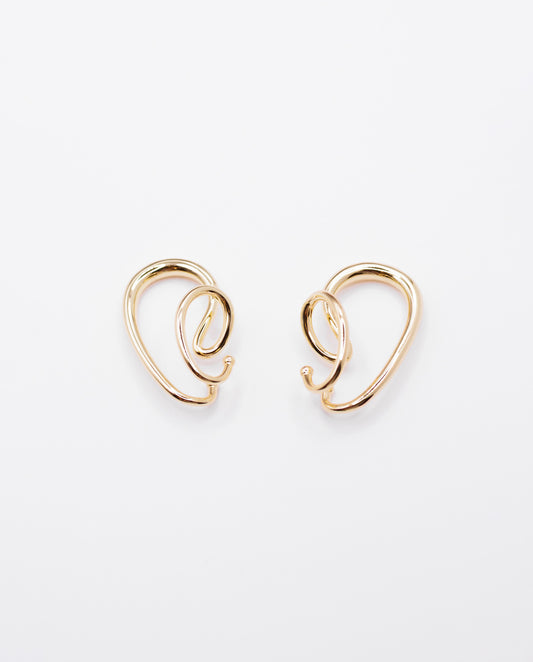Elira - 18k gold plated modern looped design earrings , gold color