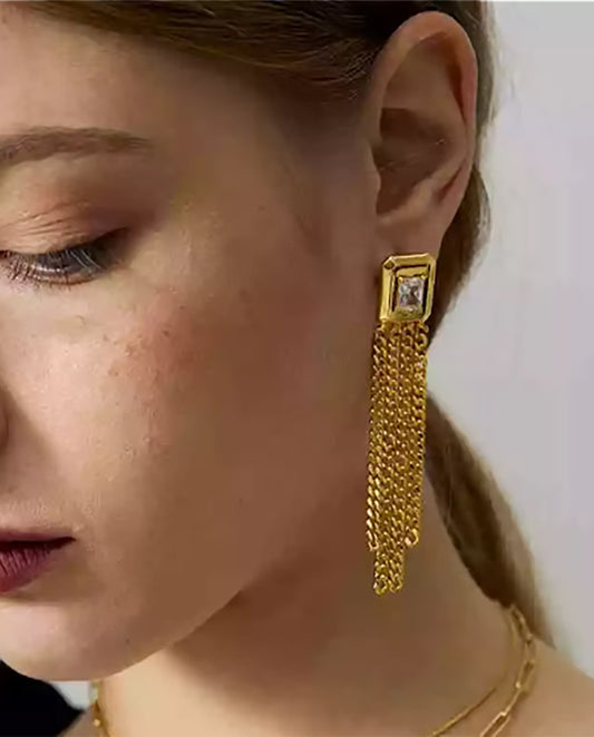 Serene - 18k gold plated square-shaped golden stud earrings
