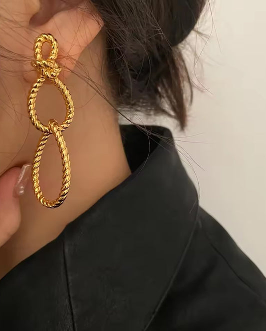 Antoinette - 18k gold plated rope detailing earrings , gold color