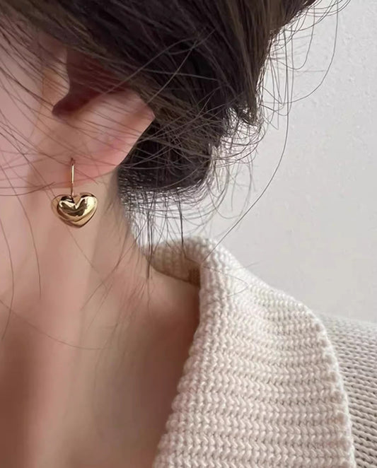 Vailia - 18k gold plated heart-shaped drop earrings