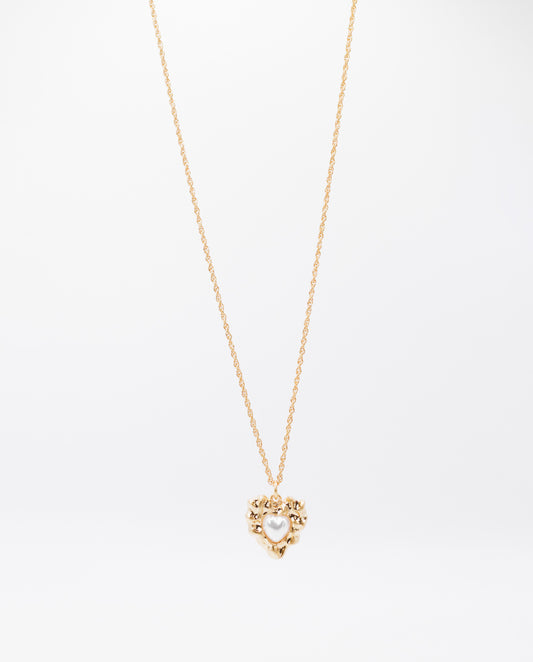 Hestia - Elegant 18k Gold Plated Necklace With Twisted Chain With Heart-Shaped Pendant Gold Color