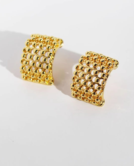 Rhea - 18k gold plate stylish earrings with a bold, textured design