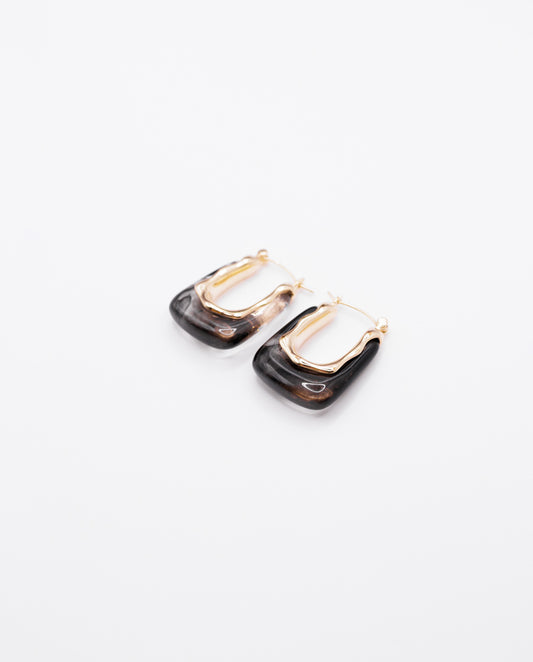 Nova - 18k gold plated black hoop-like shape earrings