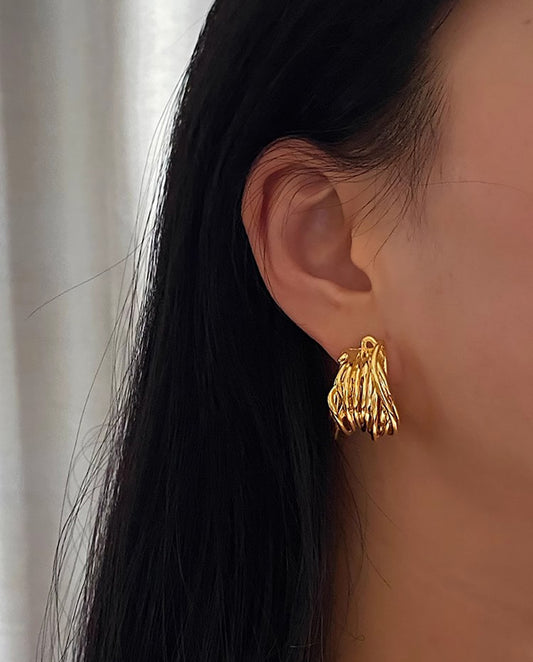 Alira - twisted loops 18k gold plated earrings , gold color