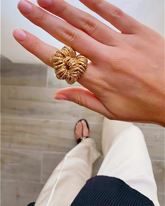 Magnolia - 18k gold plated bow-like shape ring , gold color