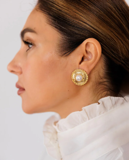 Siora - 18k gold plated vintage-inspired earrings , gold color