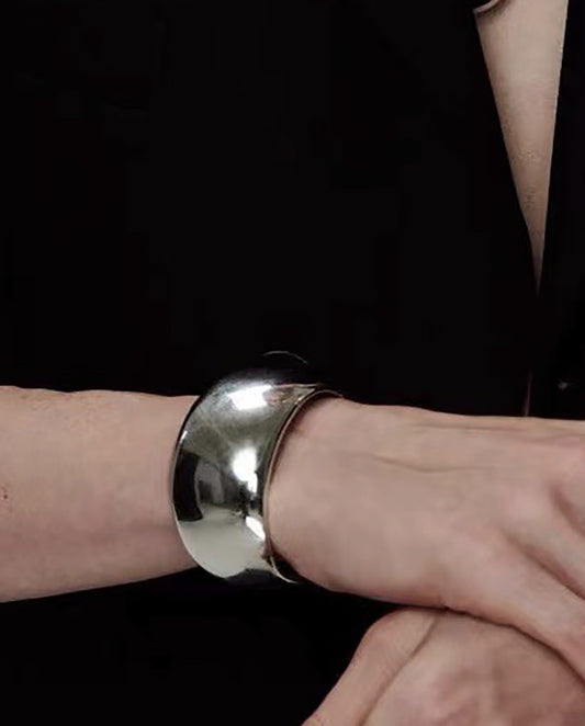 Aetheria - 18k gold plated bold, shiny silver-tone cuff bracelet