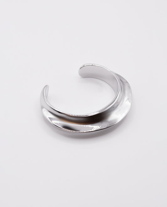 Lux - 18k gold plated bold and modern cuff bracelet , silver color