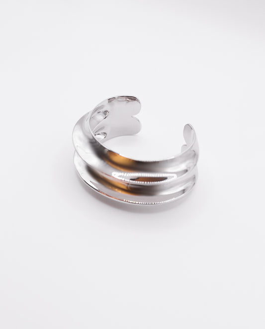 Elle - 18k gold plated striking and contemporary cuff design bracelet , silver color