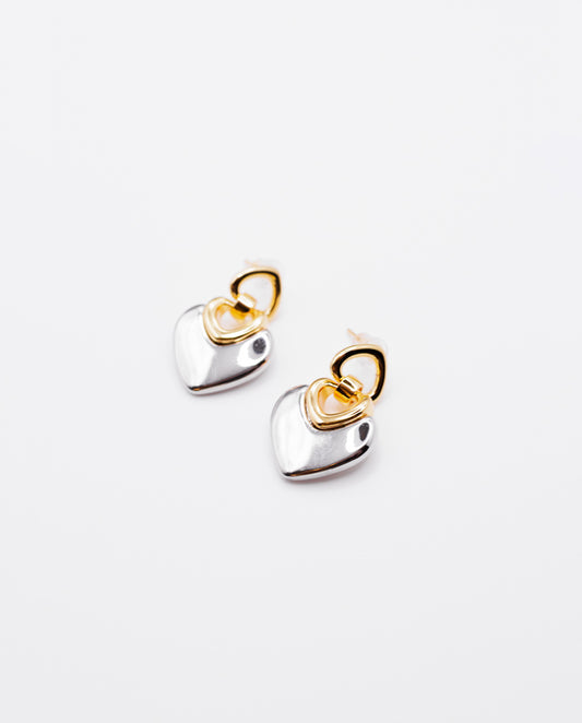 Darlinth - 18k gold plated mix of gold and silver tones earrings