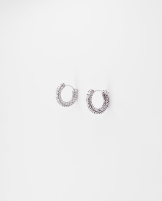 Lucienne - silver color hoop earrings , 18k gold plated