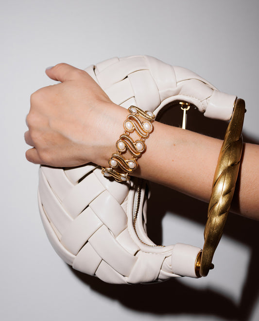 Fawn - 18k gold plated bracelet pearl-like elements , gold color