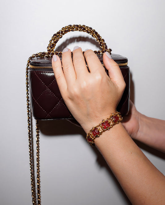 Isa - 18k gold plated elegant and luxurious design bracelet with red stones