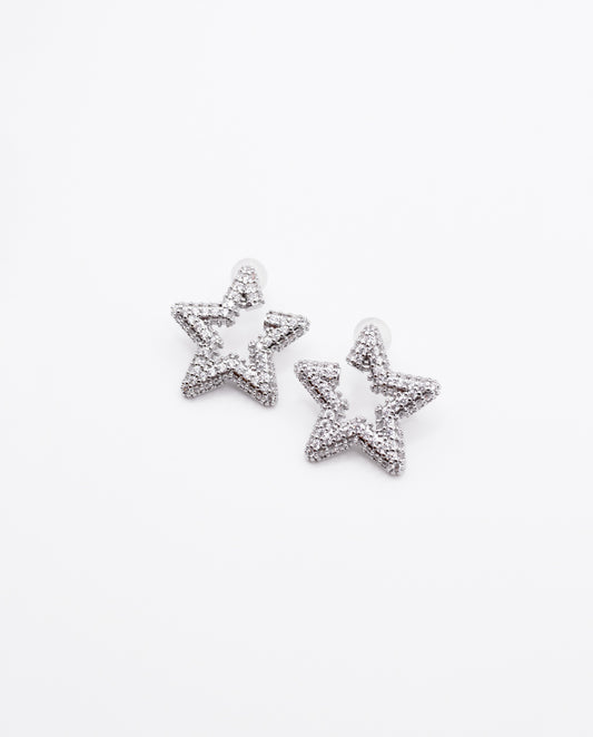 Stars - 18k gold plated glamorous star-shaped design , silver color