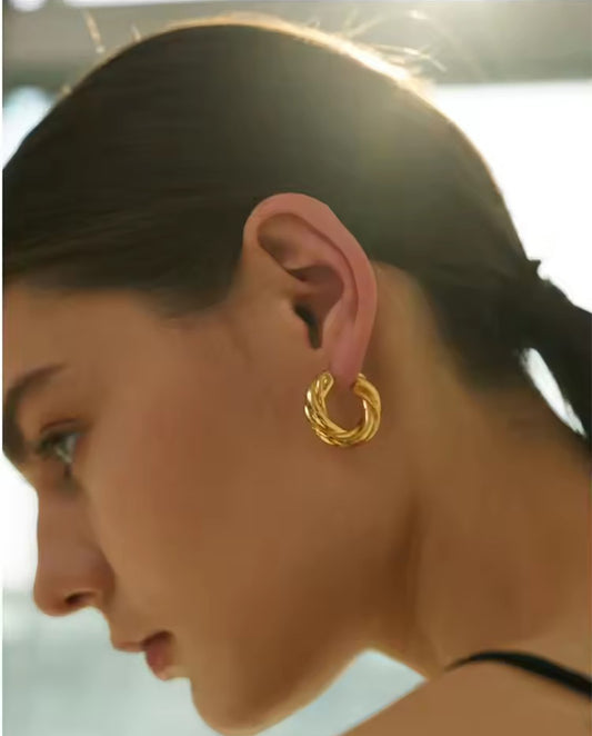 Liora - 18k gold plated twisted design earrings , gold color