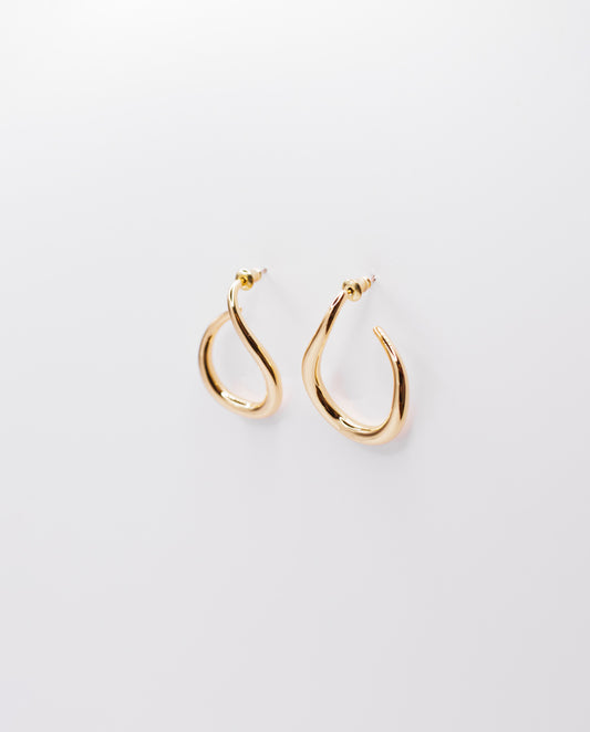 Iris - elegant 18k gold plated hoop earrings with a modern twist , gold color