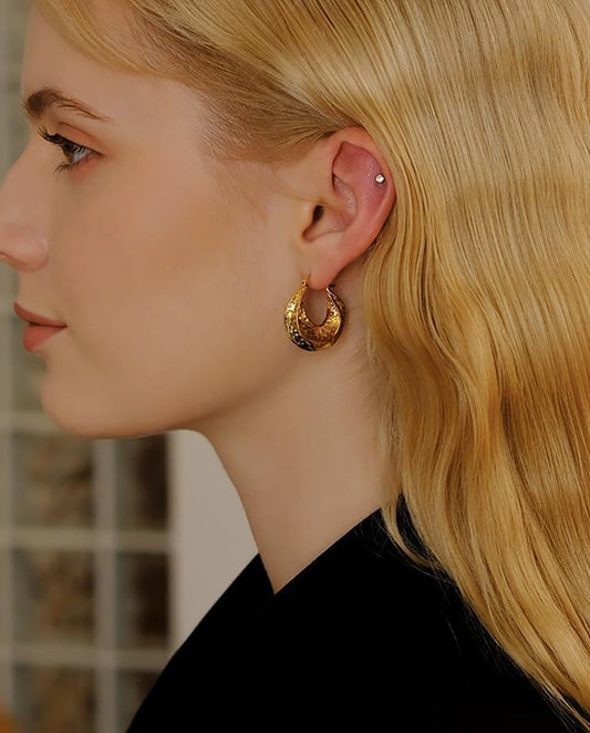 Electra - elegant 18k gold plated hoop earrings , gold color