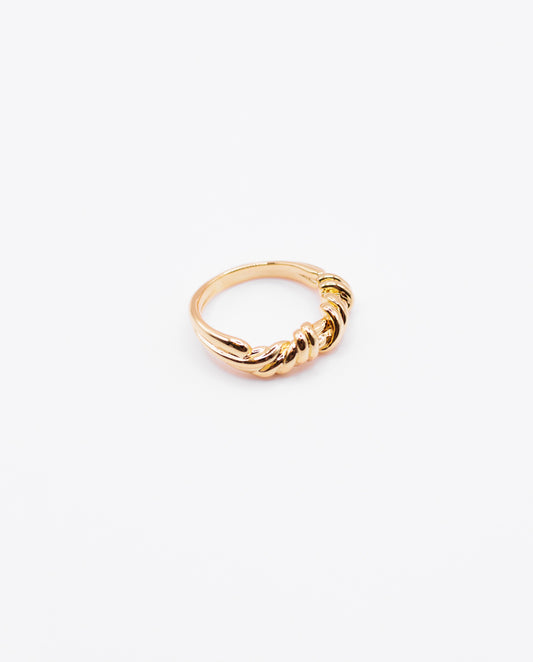Edith - 18k gold plated rope-like effect ring , gold-tone