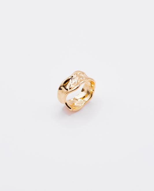 Zia - 18k gold plated sculptural, organic design ring , gold color
