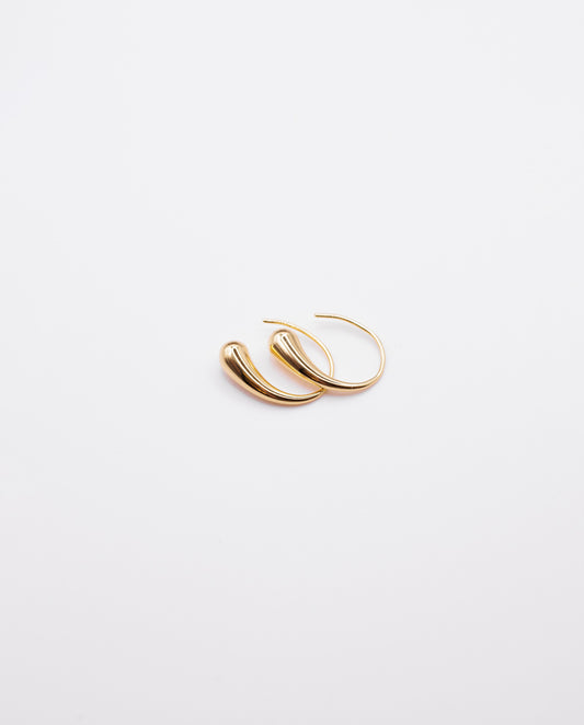 Clio - sleek and minimalist 18k gold plated hook earring , gold color