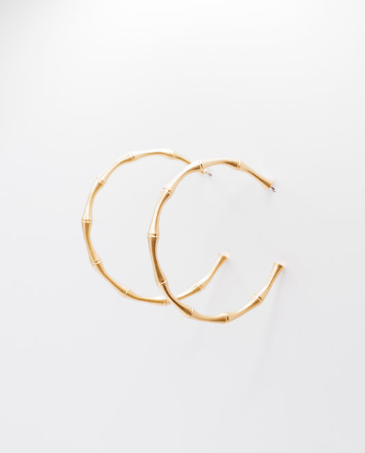 Orla - 18k gold plated bamboo-inspired hoop design earrings