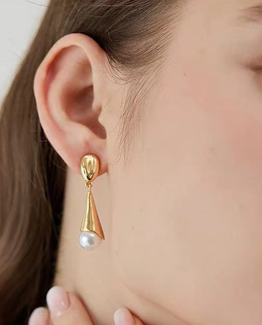 Calypso - elegant 18k gold plated stud earrings with zircon stones , gold color