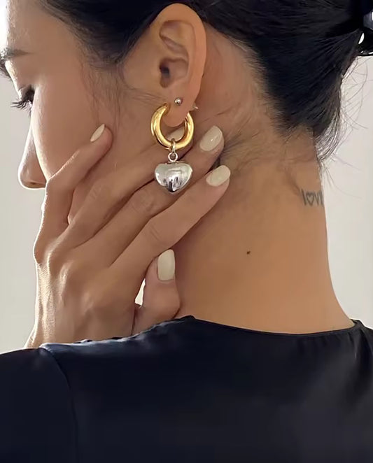 Cornelia - stylish gold-tone hoop paired 18k gold plated earrings