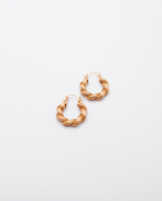 Marigold - 18k gold plated hoop earrings with a twisted, rope-like design