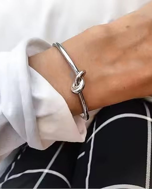 Helena - 18k gold plated sleek and minimalist design bracelet , silver color