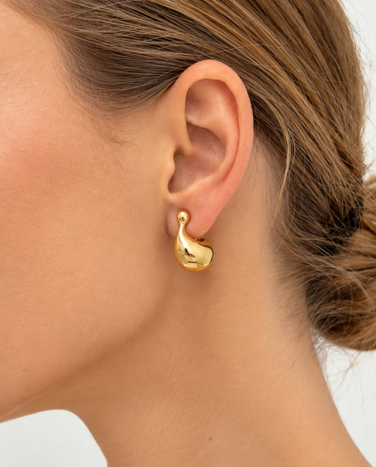 Aurora - 18k gold plated hoops earrings unique and elegant design , gold color