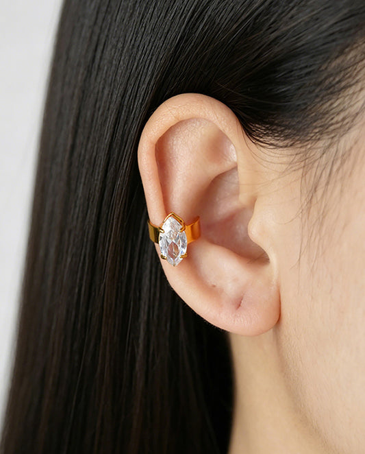 Adeline - 18k gold plated ear cuff with cubic zirconia , gold color