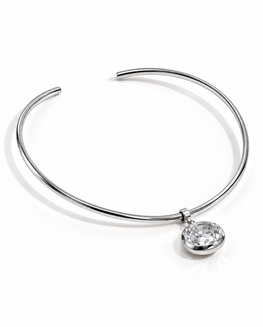 Yseult - 18k gold plated tennis choker necklace , silver color