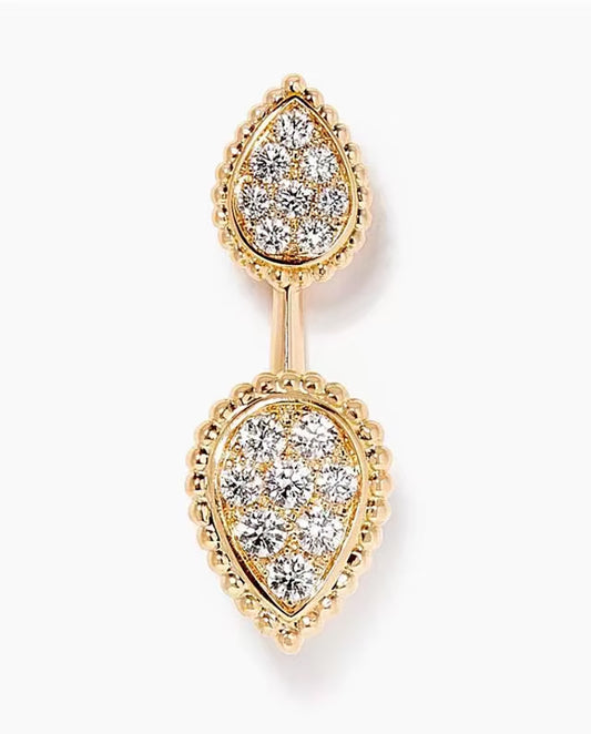 Coralie - 18k gold plated adjustable drop earrings with cubic zirconia , gold color
