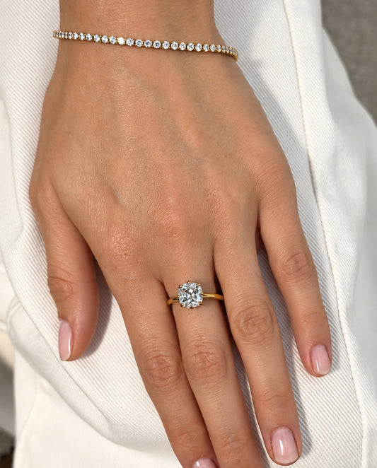 Square zirconia - 18k gold plated ring , gold color