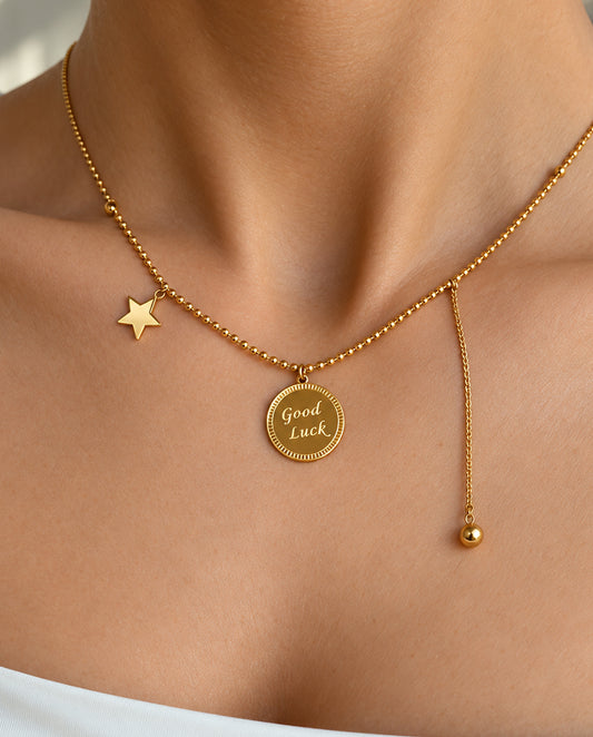 Lucky – 18K gold-plated necklace with pedant, gold color