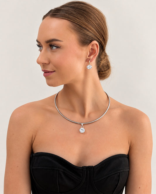 Yseult - 18k gold plated tennis choker necklace , silver color