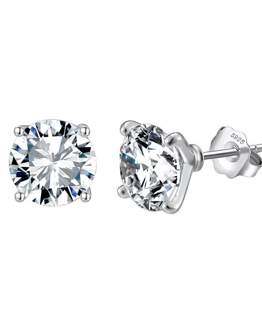 Round Moissanite 1ct - 925 sterling silver stud earrings , silver color