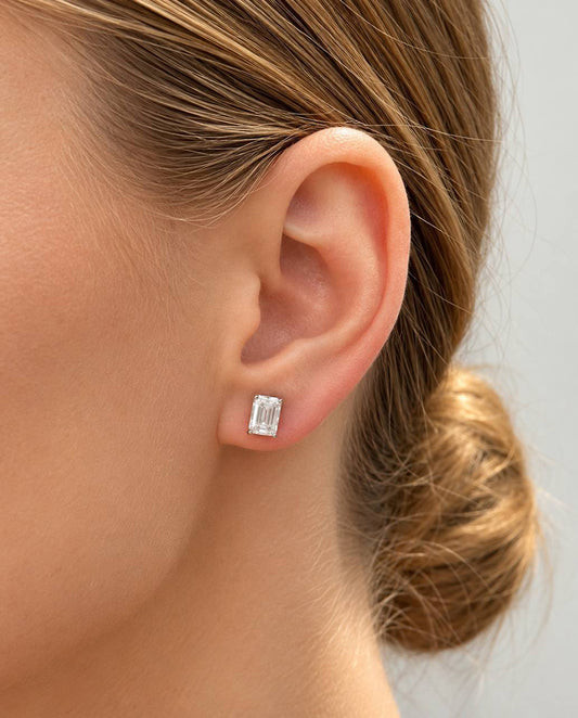 Princess Cut Moissanite 1ct - 925 sterling silver stud earrings , silver color