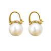 Eulalie - 18k gold plated hoop drop earrings with freshwater pearls , gold color