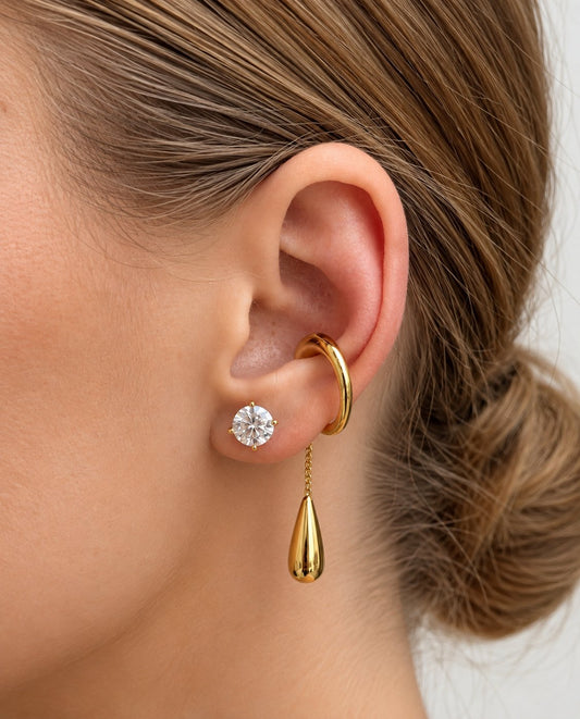 Flavie - 18k gold plated teardrop ear cuff , gold color
