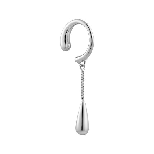 Flavie - 18k gold plated teardrop ear cuff , silver color