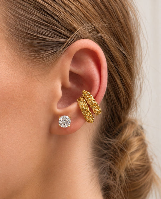 Romane - 18k gold plated textured ear cuff , gold color