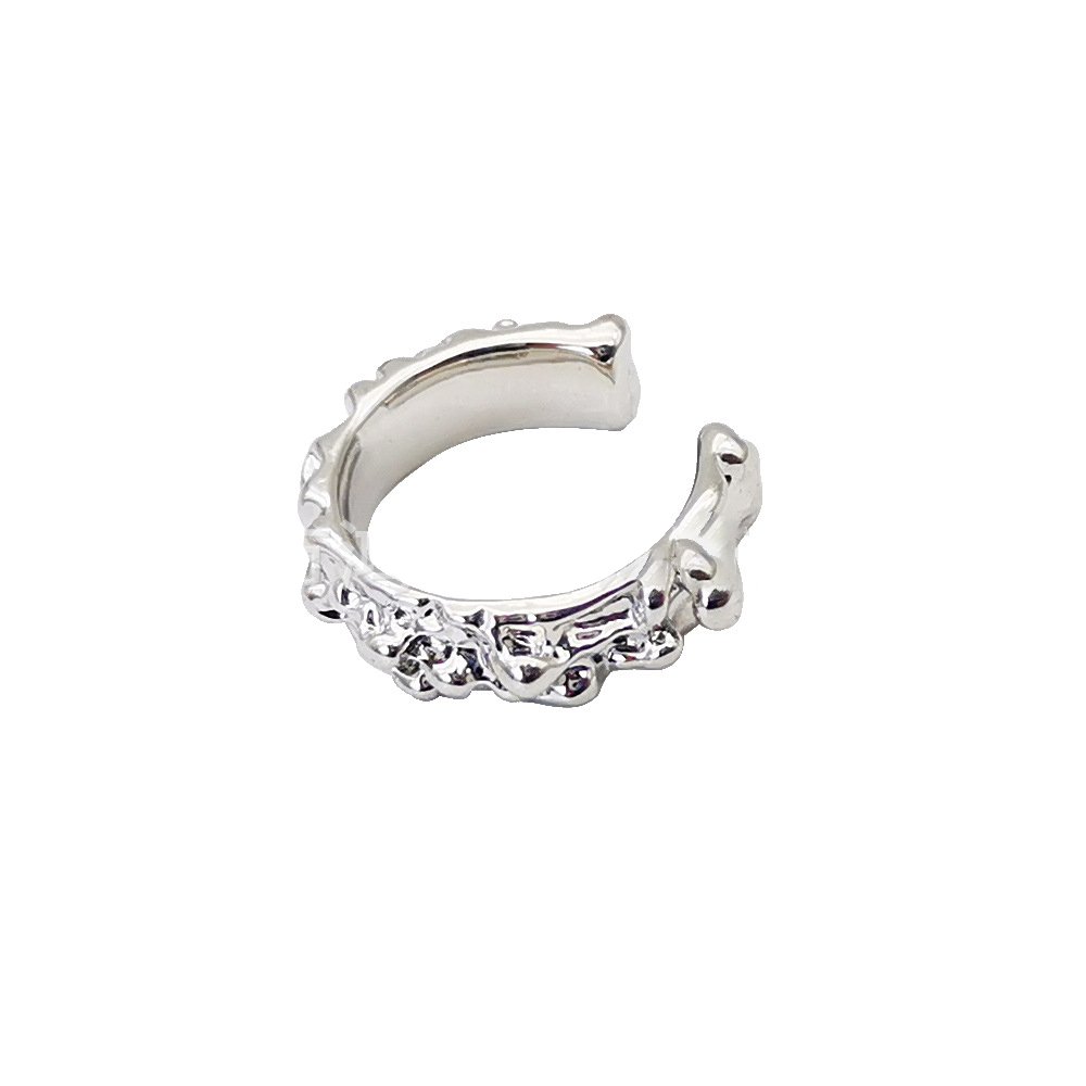 Romane - 18k gold plated textured ear cuff , silver color