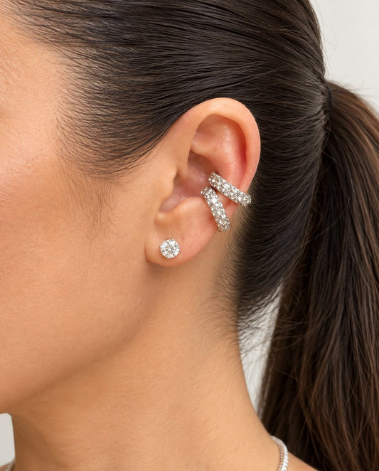 Romane - 18k gold plated textured ear cuff , silver color